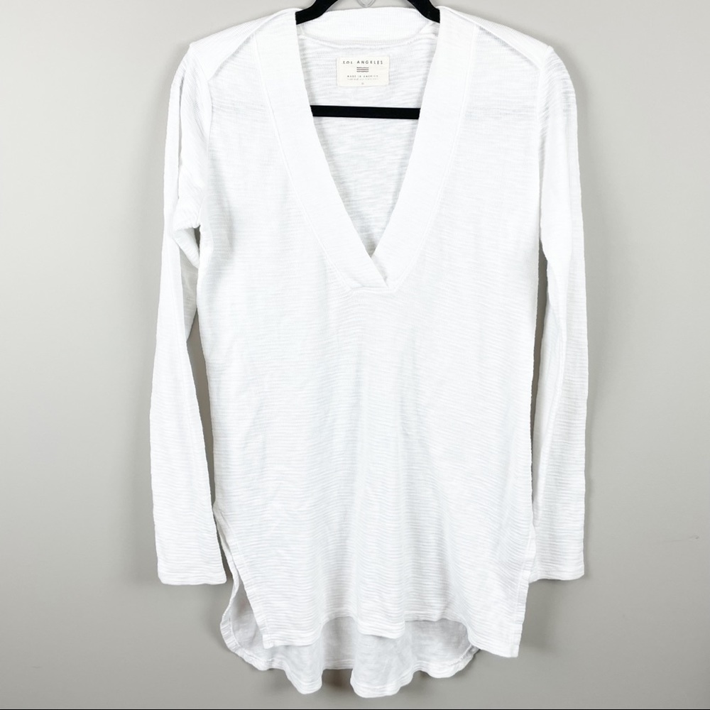 Sol Angeles oversized XS thermal v neck high low shirt